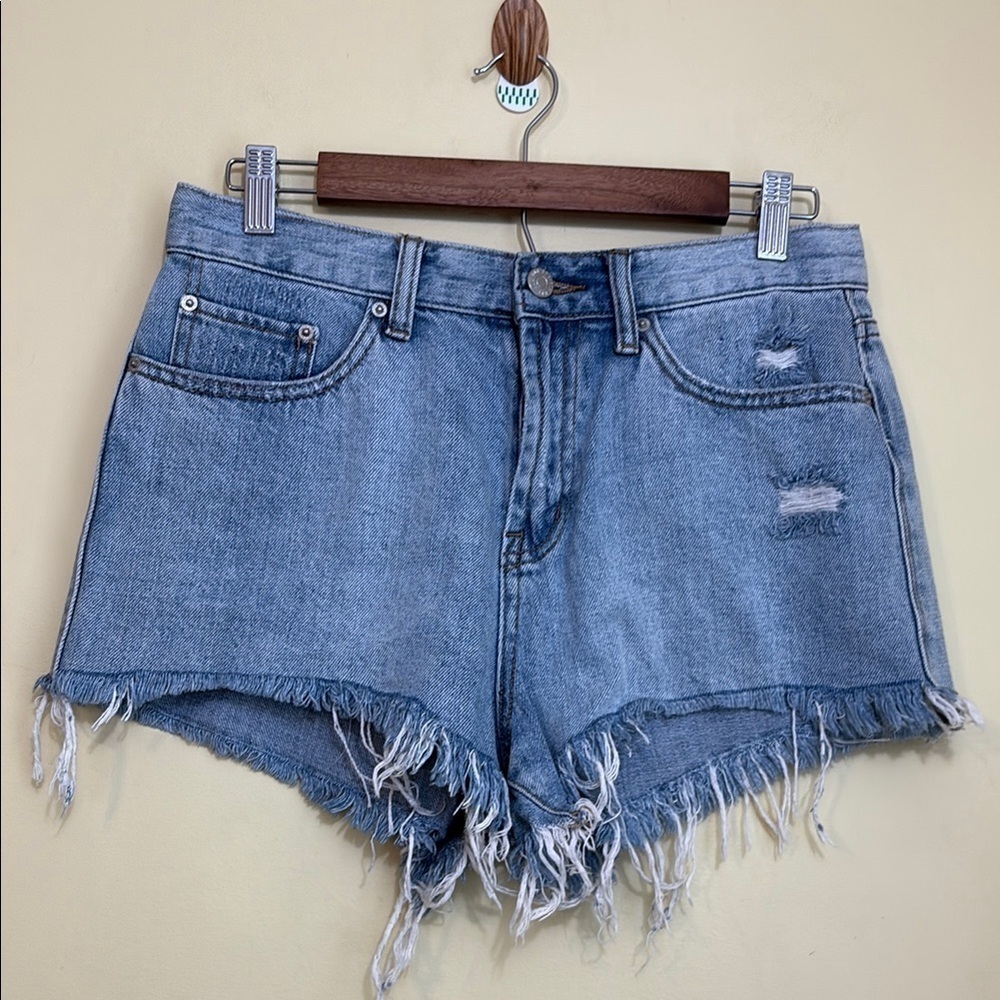 BDG UO | Girlfriend High-Waisted Blue Jean 5 Pocket Distressed Denim Shorts 29